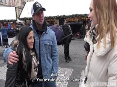 Baise à 3 improvisée avec un jeune couple rencontré dans la rue