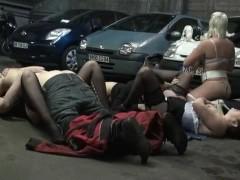 Two mature french slut fucked in a parking